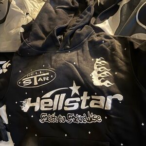 Hellstar Black Hoodie with White Graphics
